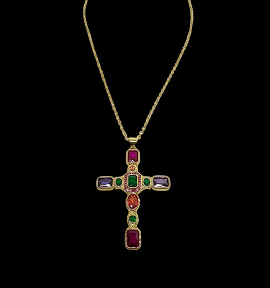 Multicolor Cross Necklace