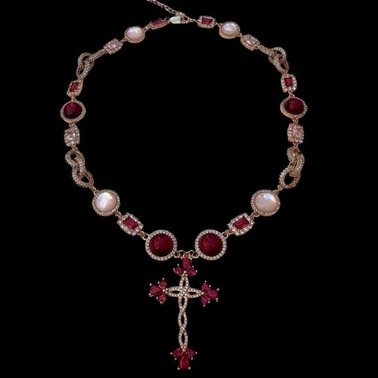 “Rubi Rose” Cross Necklace