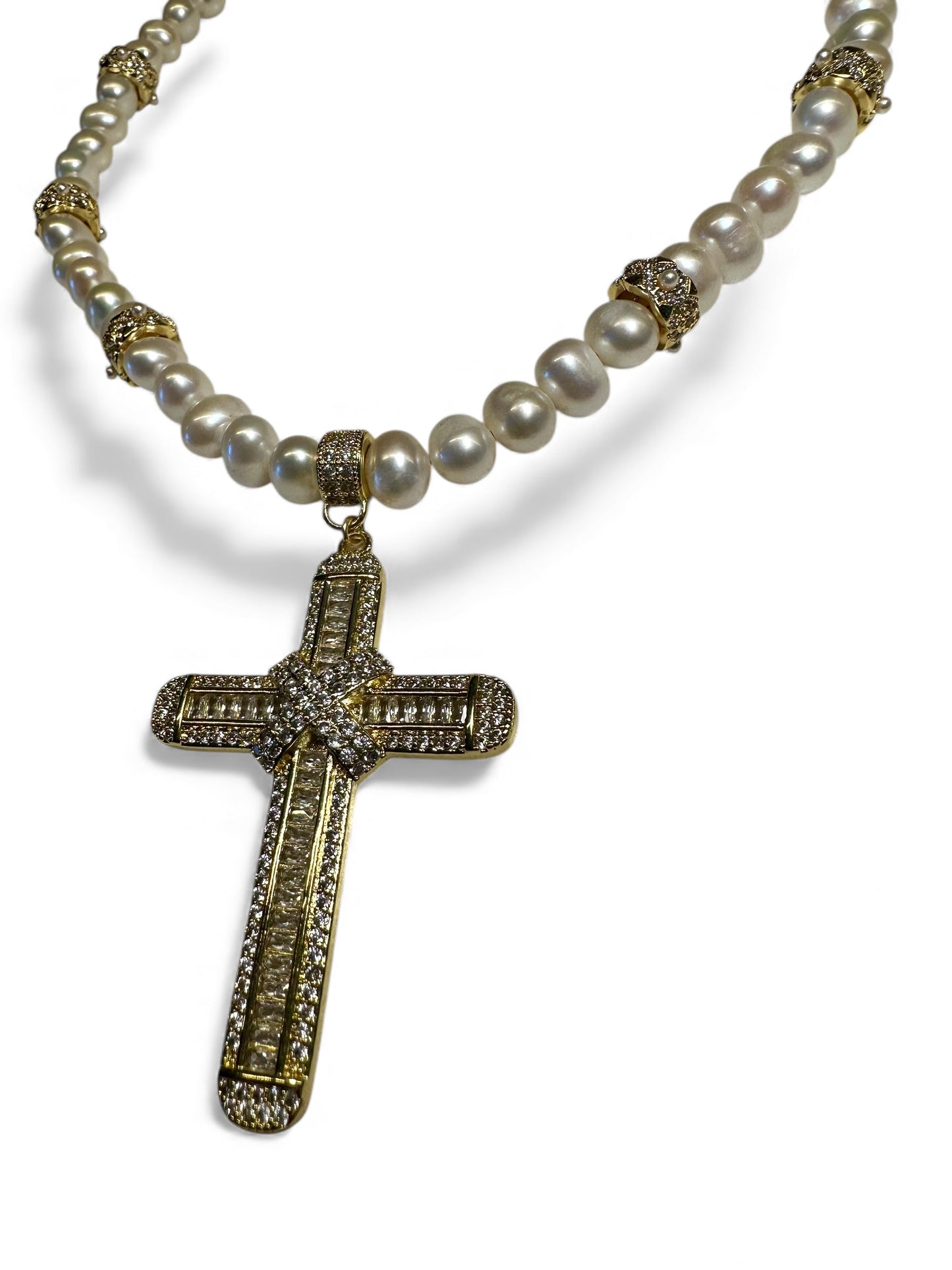 Ivory Cross Pearl Necklace