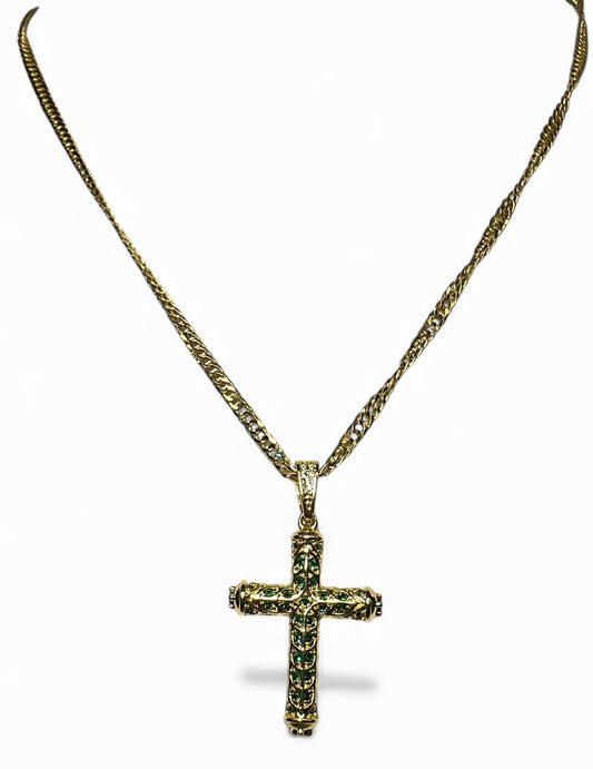Emerald Cross Necklace