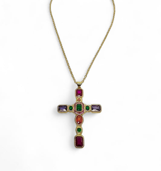 Multicolor Cross Necklace