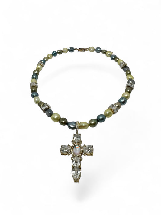 “Ice Storm” Cross Necklace