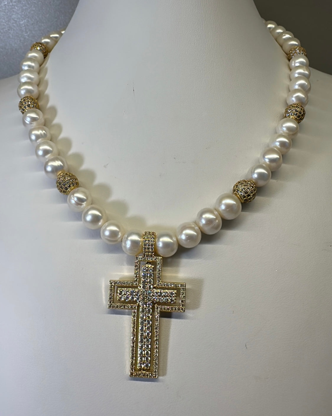 Grace Pearl Cross Necklace